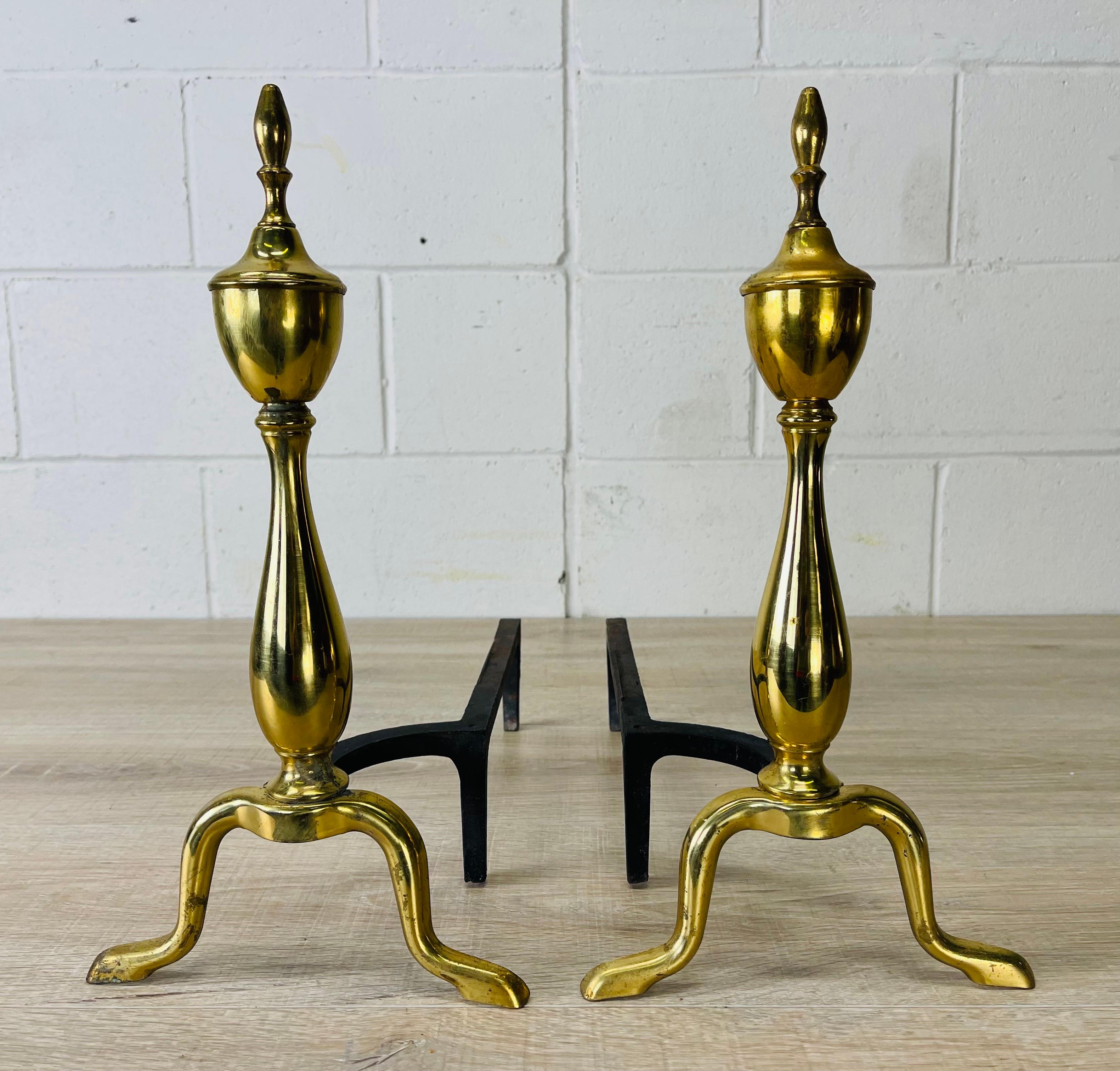 Mid-Century Modern 1960s Fireplace Screen & Andiron Set For Sale
