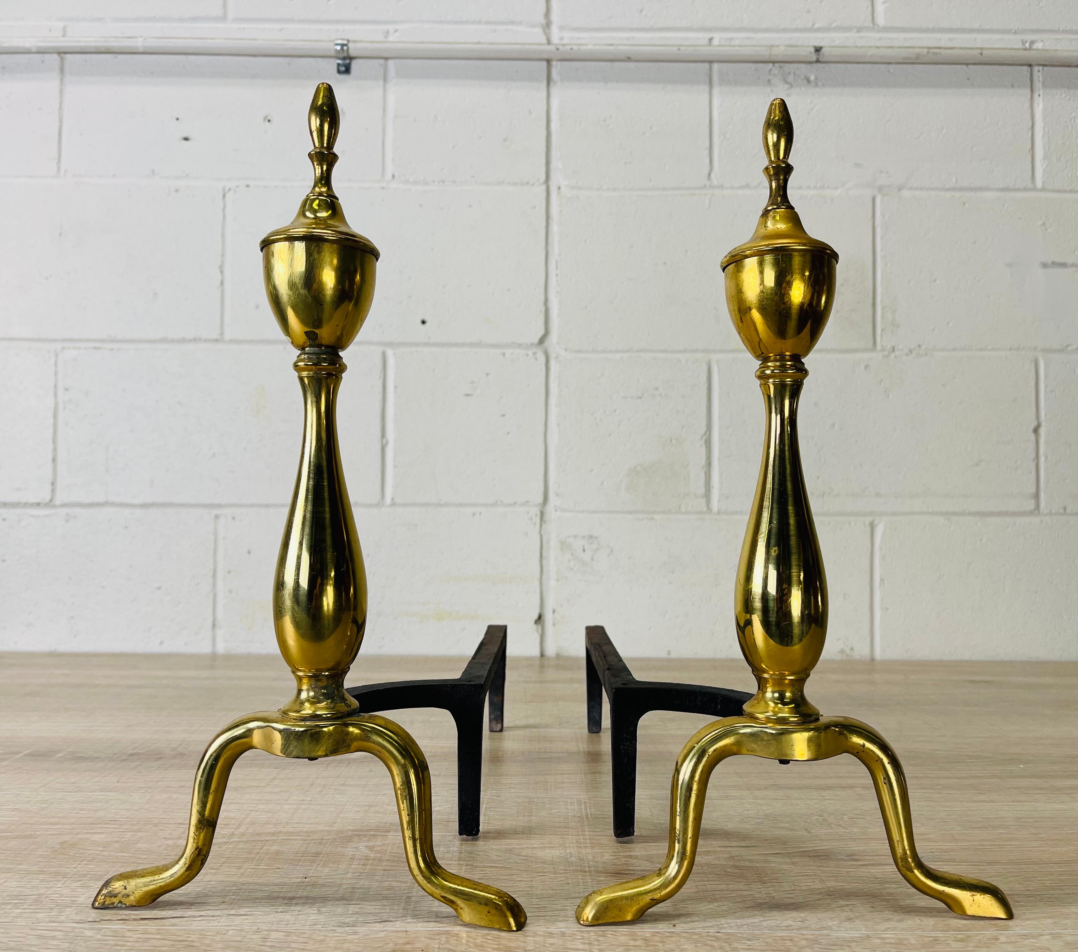 1960s Fireplace Screen & Andiron Set In Good Condition For Sale In Amherst, NH