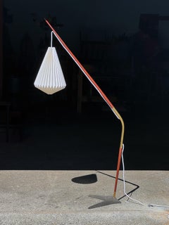 Lampadaire "Fishing Pole" des années 1960 de Svend Aage Holm Sørensen en teck et laiton