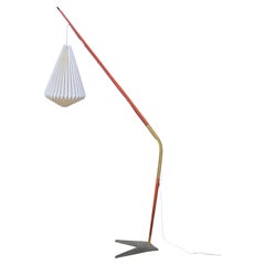 Lampadaire "Fishing Pole" des années 1960 de Svend Aage Holm Sørensen en teck et laiton