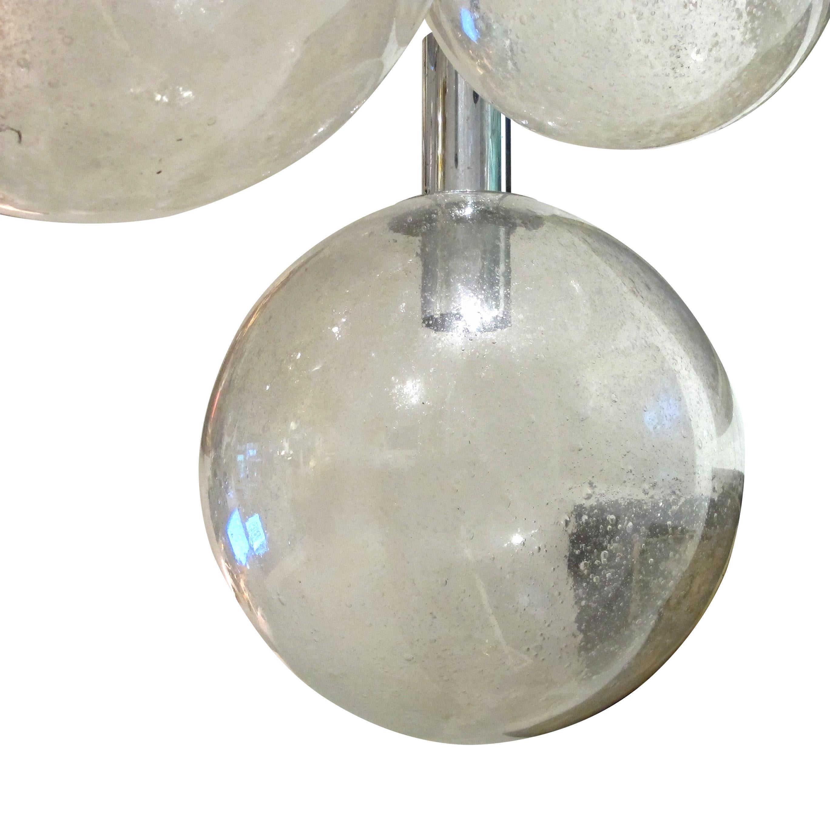 Mid-20th Century 1960s Five Glass Globes Pendant Ceiling Light by Doria Leuchten, German