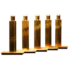 1960s, Five Hollywood Regency Polished Brass Table Lamps by Örsjö, Sweden