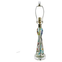 1960s Flavio Poli Blown Murano Glass Lamp with Lucite Base