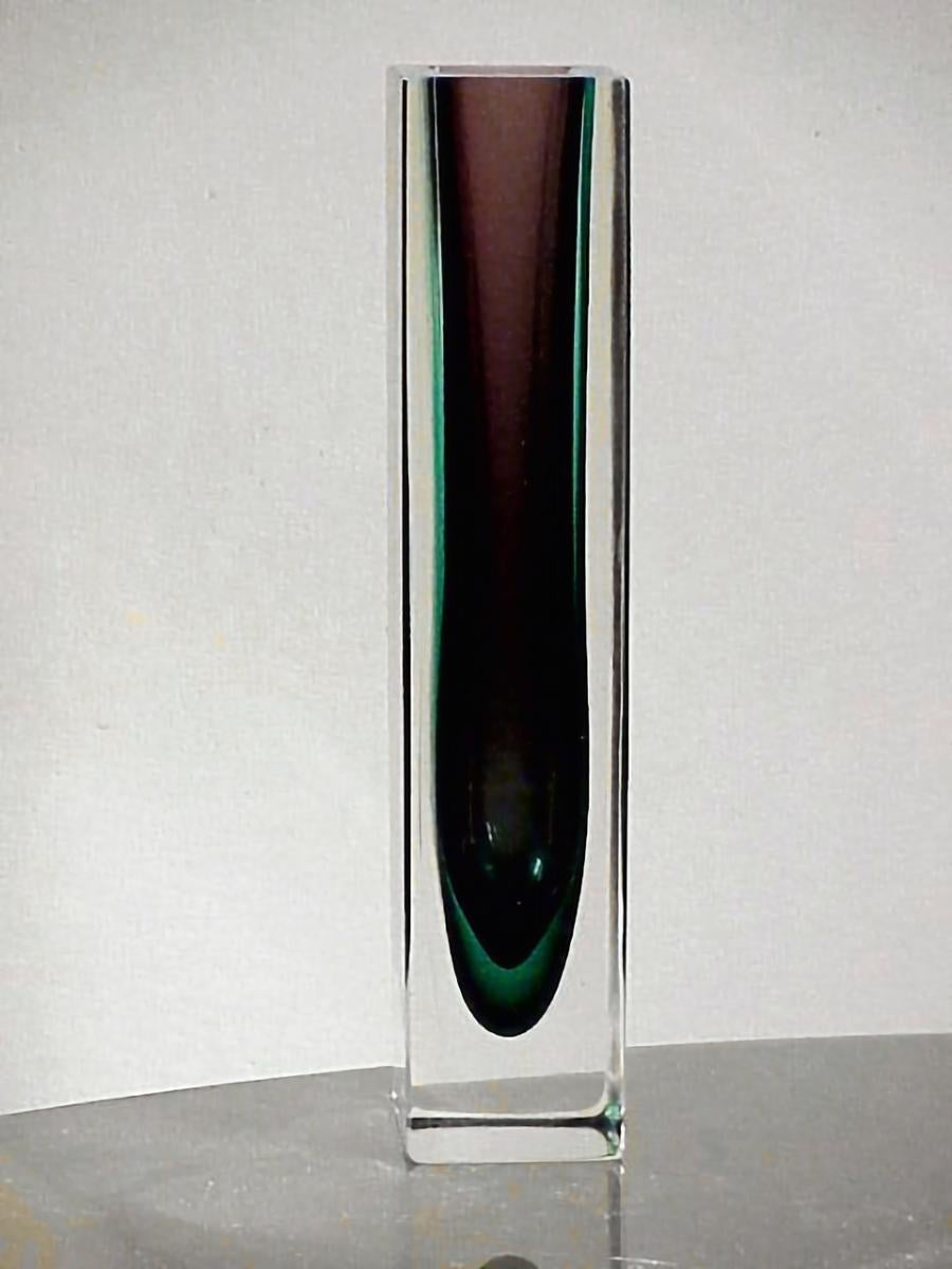 Art Glass 1960s Flavio Poli Design for Seguso Design Glass Submerged Vase For Sale