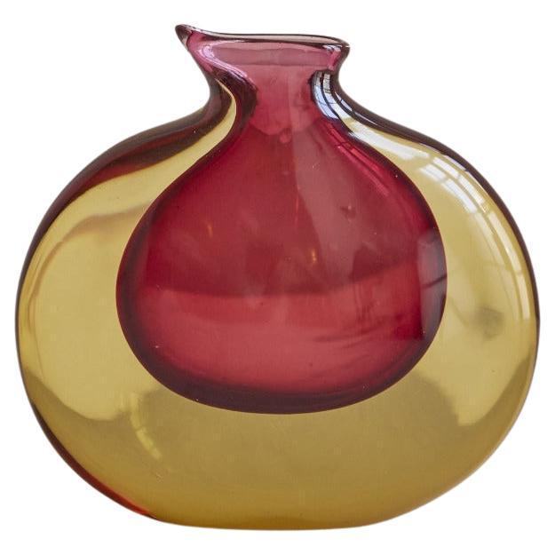 1960s Flavio Poli Red and Yellow Sommerso Vase in vendita