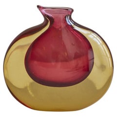 1960s Flavio Poli Red and Yellow Sommerso Vase