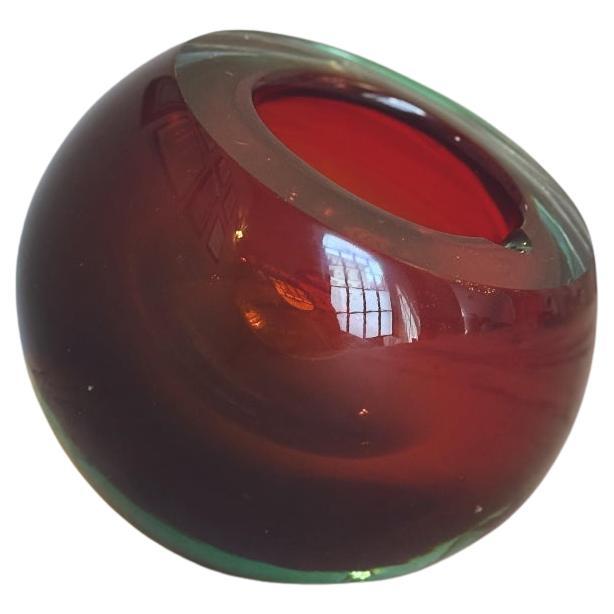 1960s Flavio Poli Red Spherical Sommerso Bowl For Sale