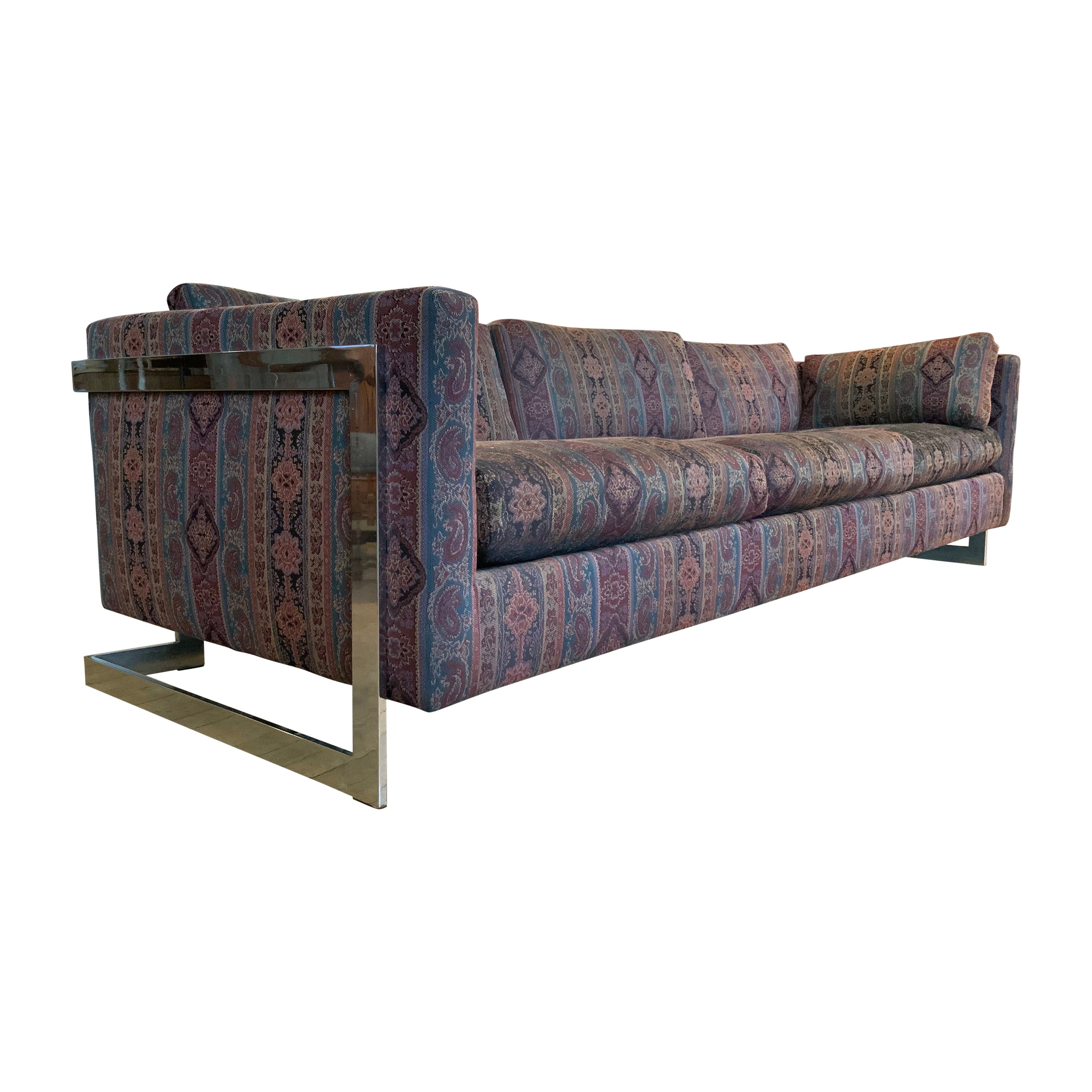 1960's Floating Chrome Frame sofa by Milo Baughman For Sale