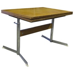 table basse ou de salle à manger des années 1960 sur socle en métal chromé