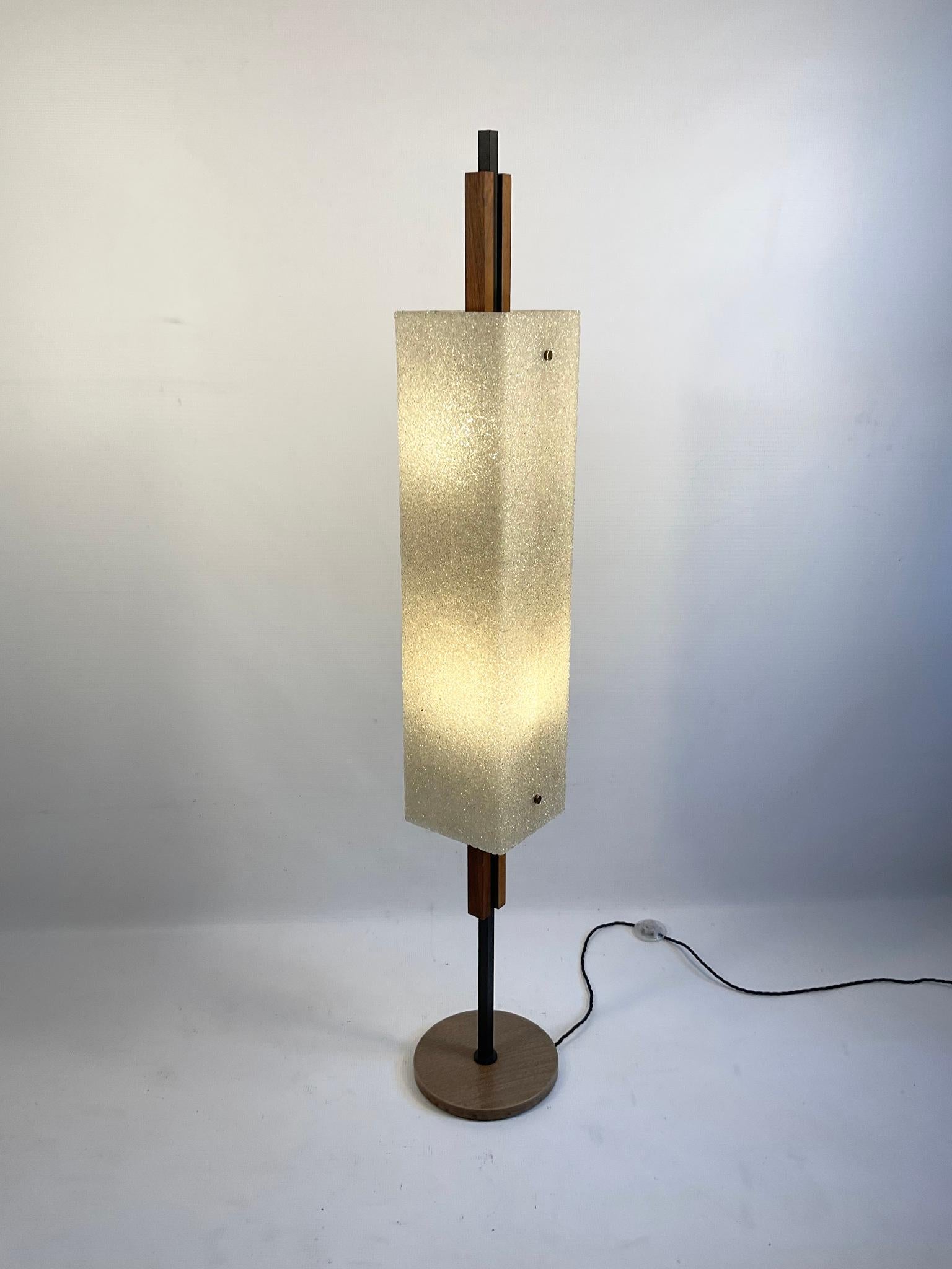 Metalwork 1960s Maison Arlus Floor Lamp Totem in Granite Resin