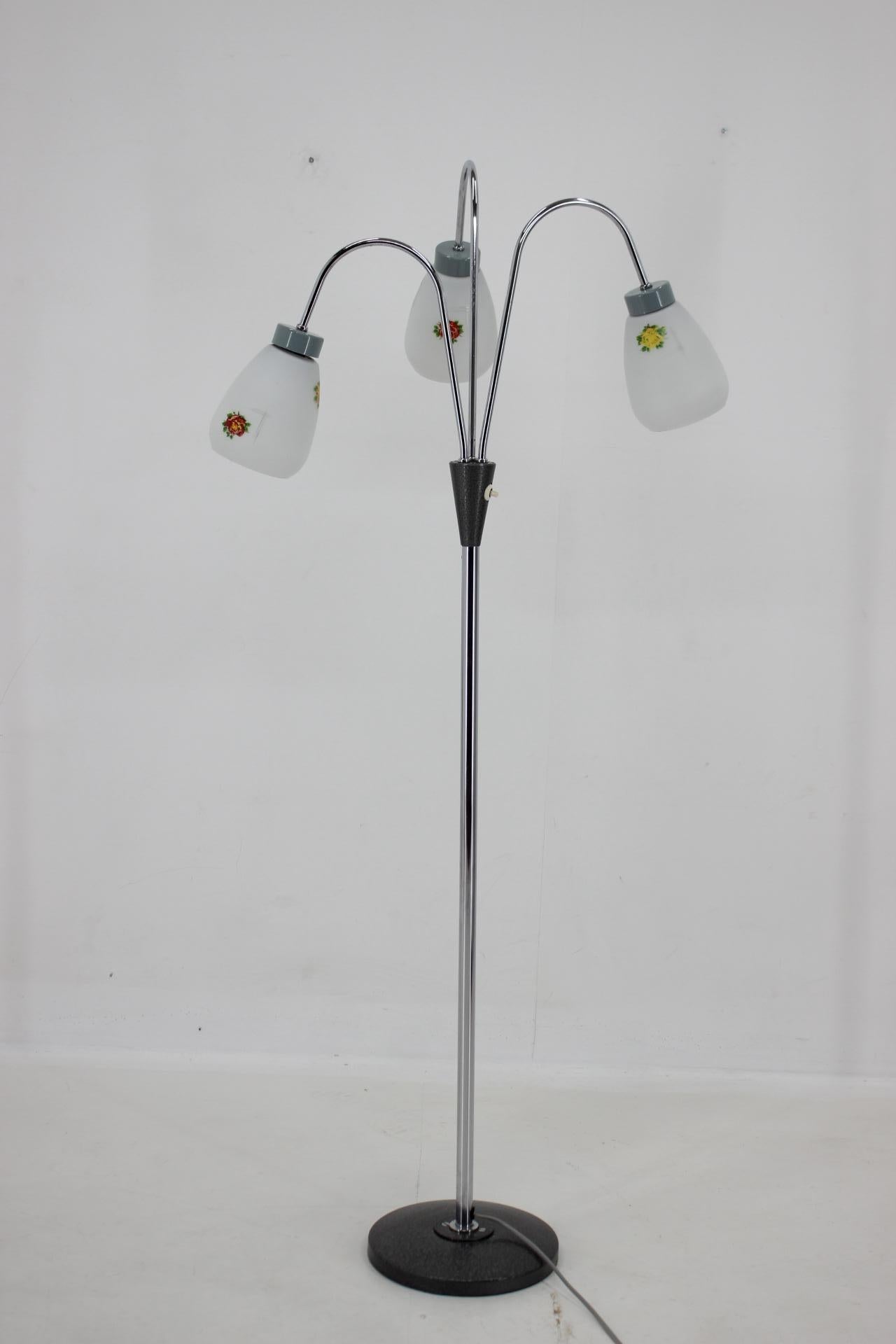 Mid-20th Century 1960s, Floor Lamp with Glass Shades, Czechoslovakia For Sale