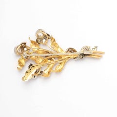 Broche Bouquet Floral des années 1960 en or 18ct avec diamants taille rose et taille ancienne