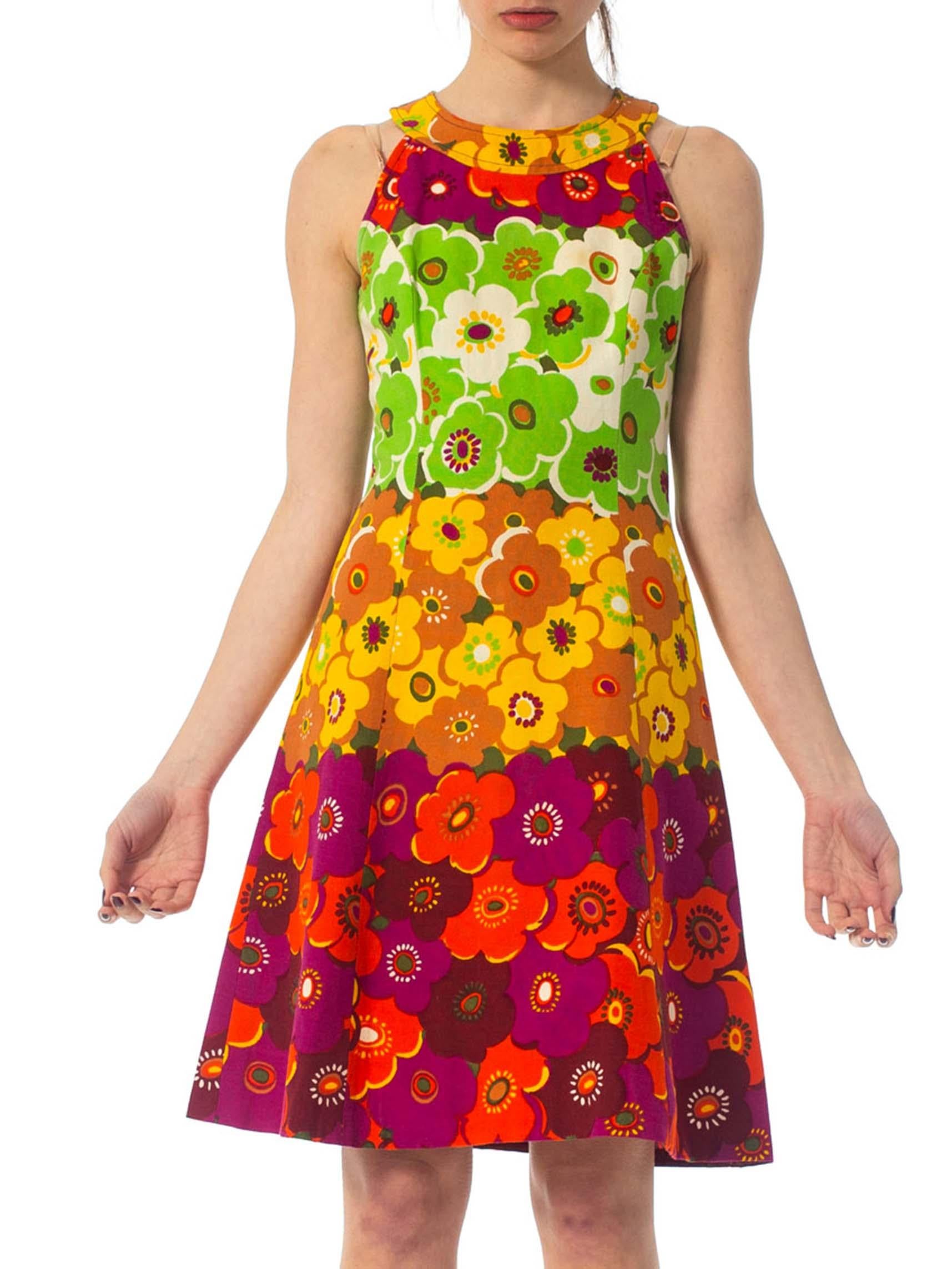 Women's 1960S Floral Cotton Mod Dress For Sale