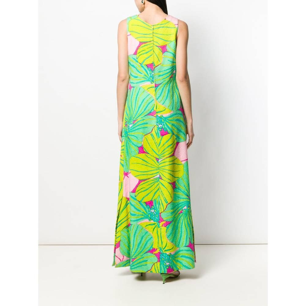 Green 1960s Floral Fantasy Dress