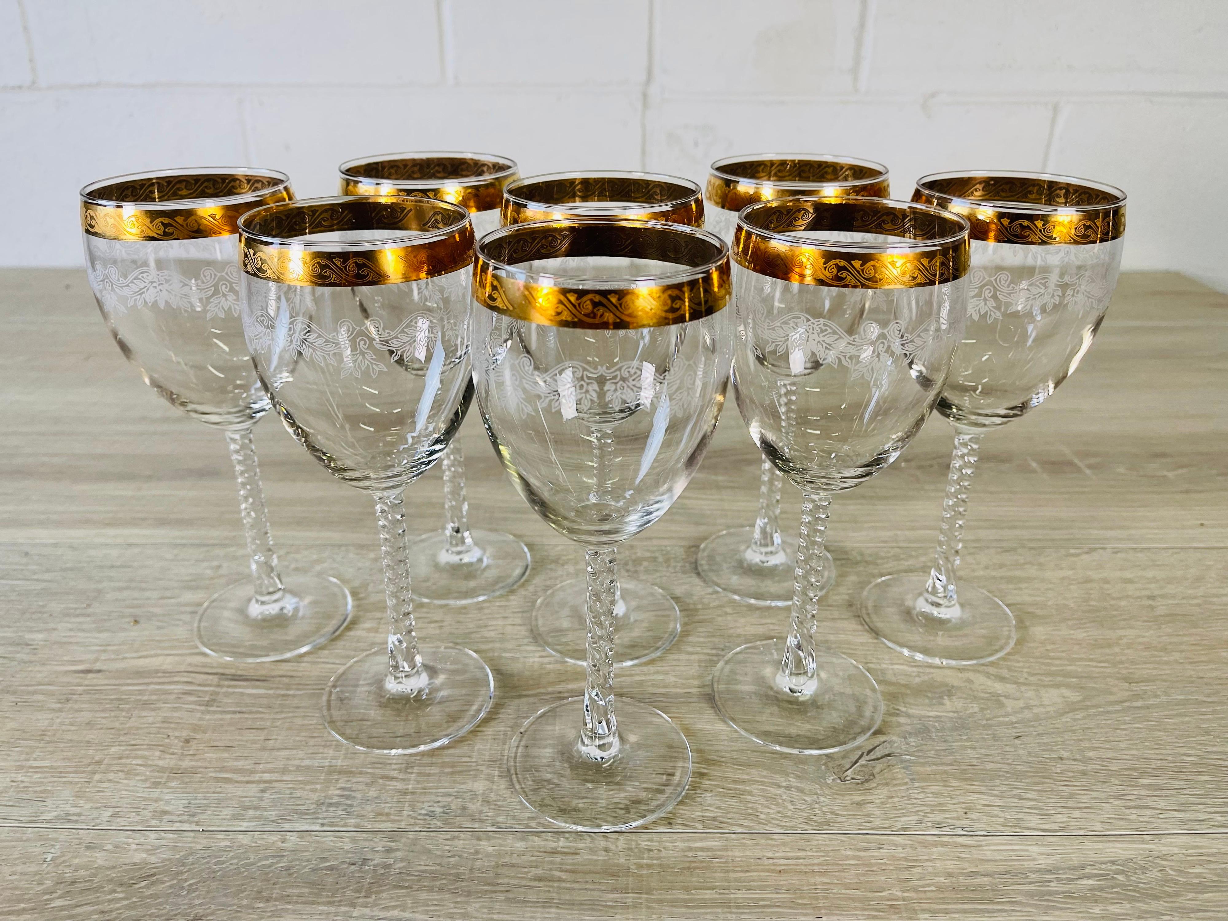 vintage gold rim wine glasses