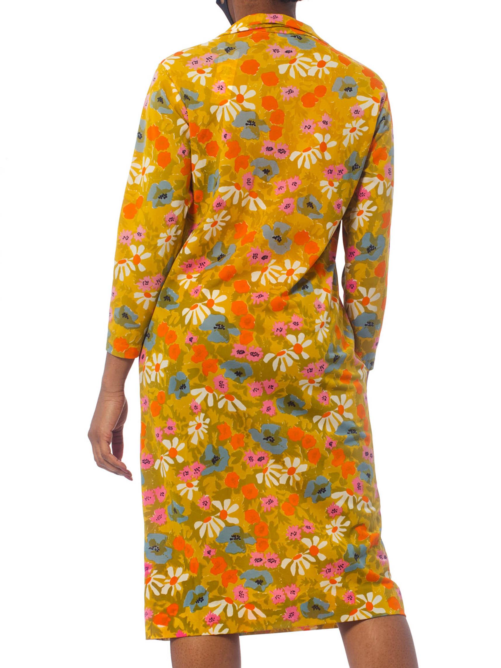 Women's 1960S Floral Printed Nylon Jersey Mod Shift  Dress