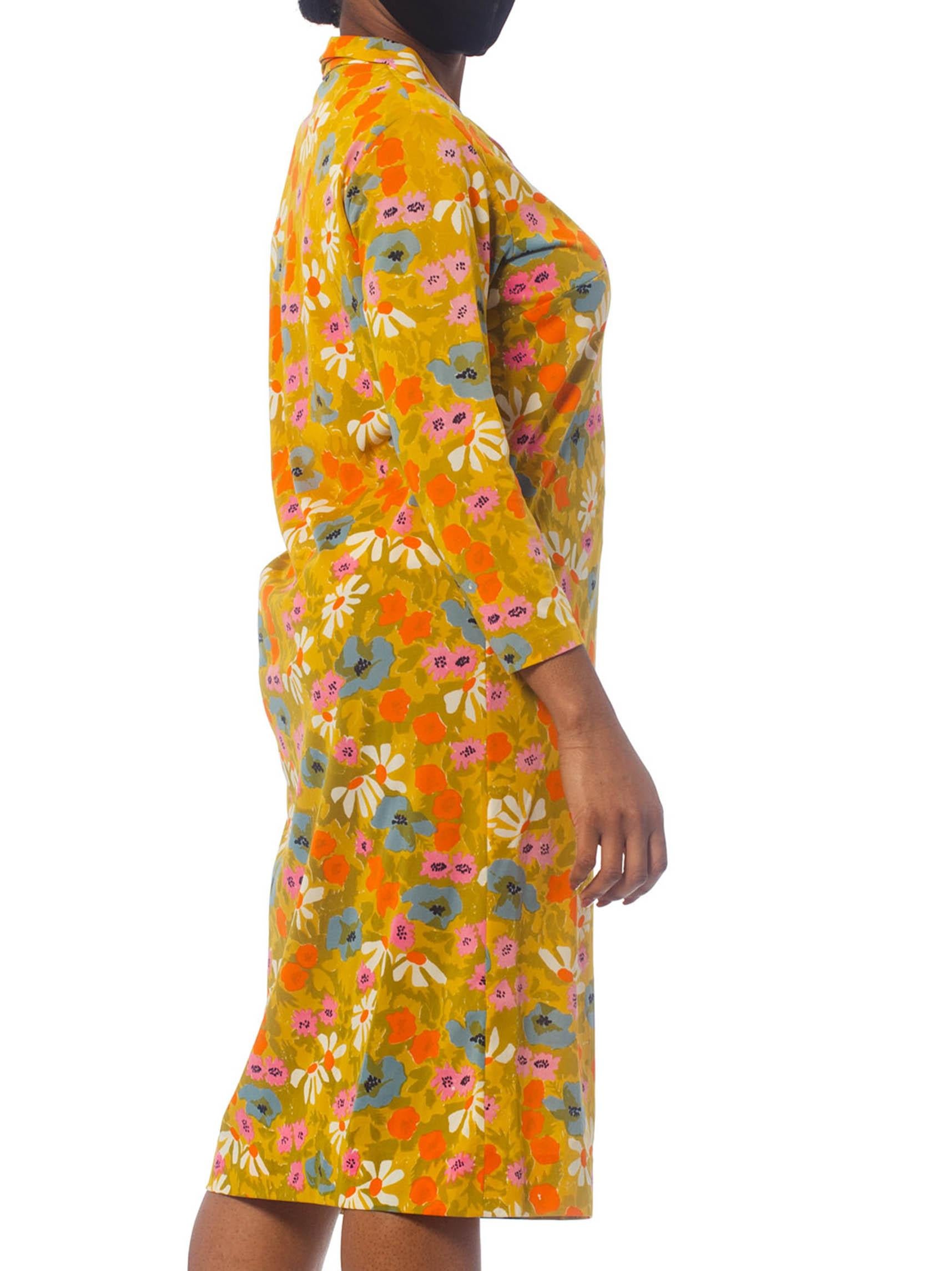 1960S Floral Printed Nylon Jersey Mod Shift  Dress 2