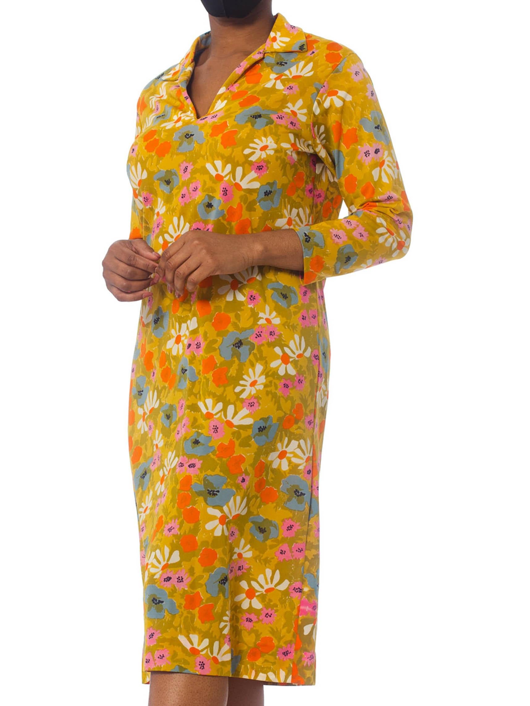 1960S Floral Printed Nylon Jersey Mod Shift  Dress 3
