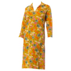 1960S Floral Printed Nylon Jersey Mod Shift  Dress