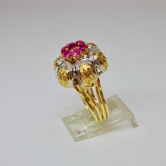 1960s Floral Rubies & Diamonds Cocktail Ring
