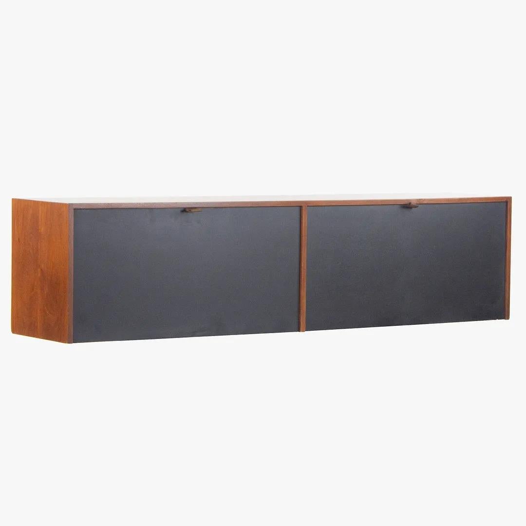 American 1960s Florence Knoll Associates Hanging Wall Cabinet Sideboard Walnut and Black