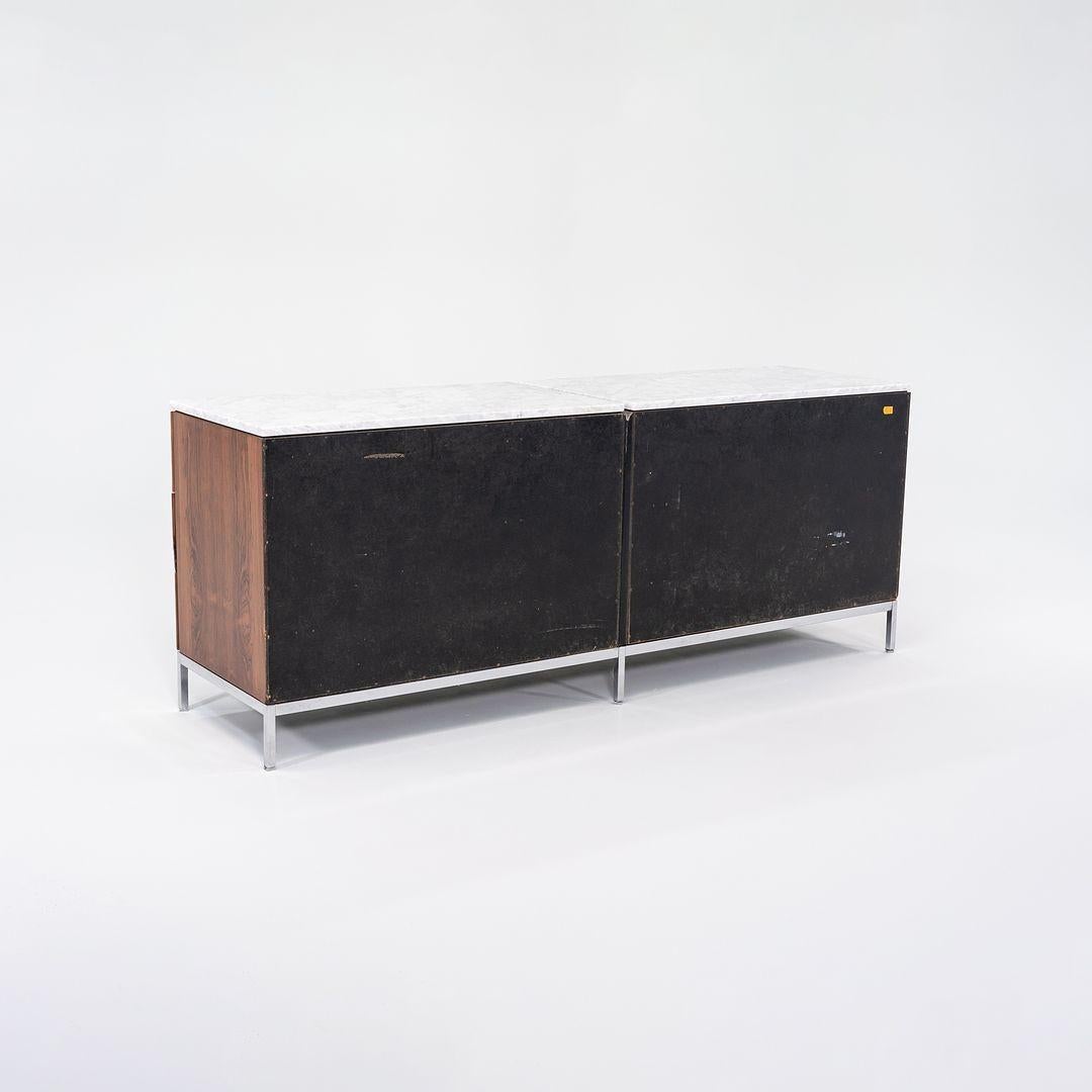 1960s Florence Knoll Brazilian Rosewood Double 6-Drawer Dresser w/ Marble Top For Sale 1