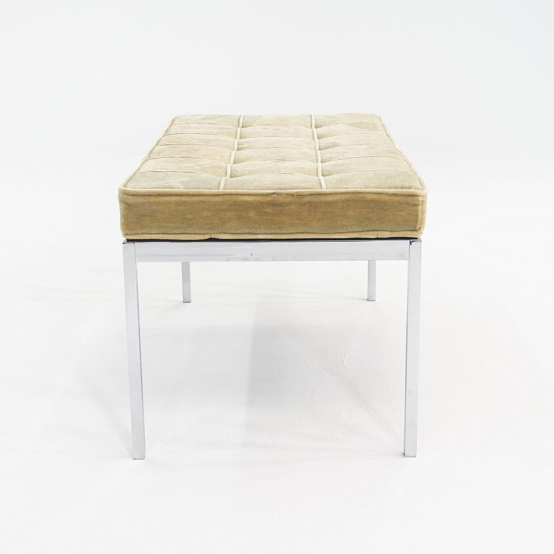 1960s Florence Knoll Chrome and Green Mohair Bench 36x18 2x Available For Sale 3