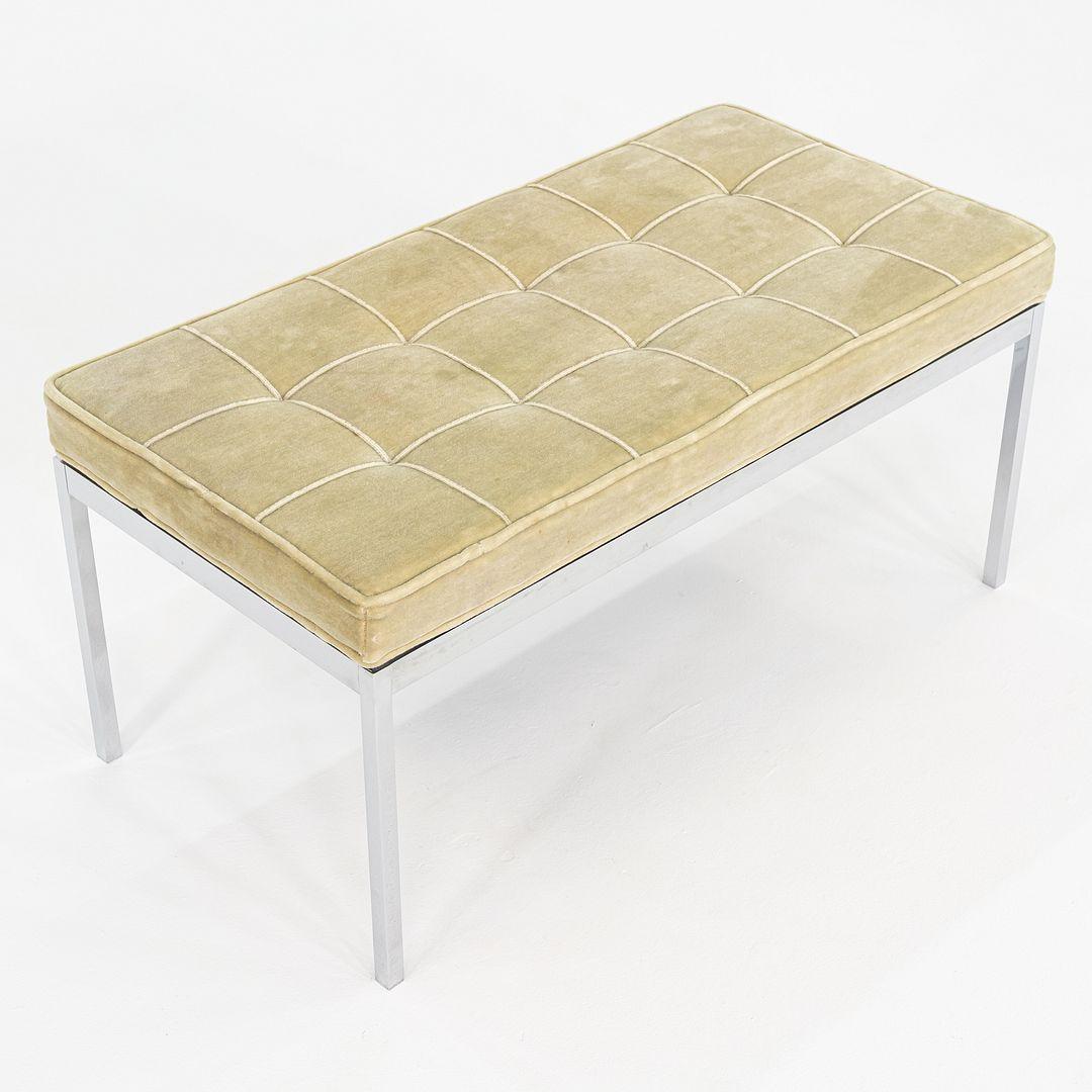 1960s Florence Knoll Chrome and Green Mohair Bench 36x18 2x Available For Sale 4