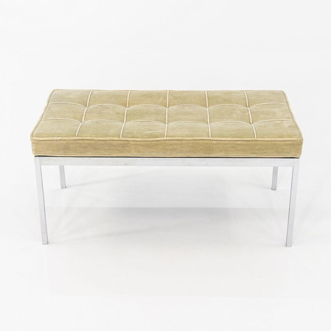 Modern 1960s Florence Knoll Chrome and Green Mohair Bench 36x18 2x Available For Sale