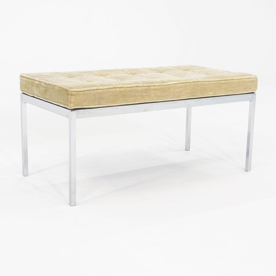 American 1960s Florence Knoll Chrome and Green Mohair Bench 36x18 2x Available For Sale