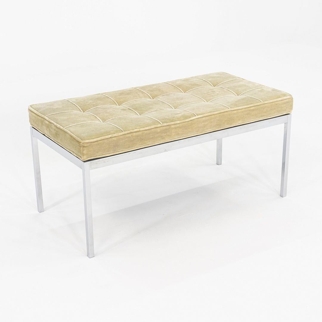 1960s Florence Knoll Chrome and Green Mohair Bench 36x18 2x Available In Good Condition For Sale In Philadelphia, PA