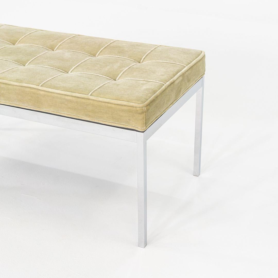 Steel 1960s Florence Knoll Chrome and Green Mohair Bench 36x18 2x Available For Sale