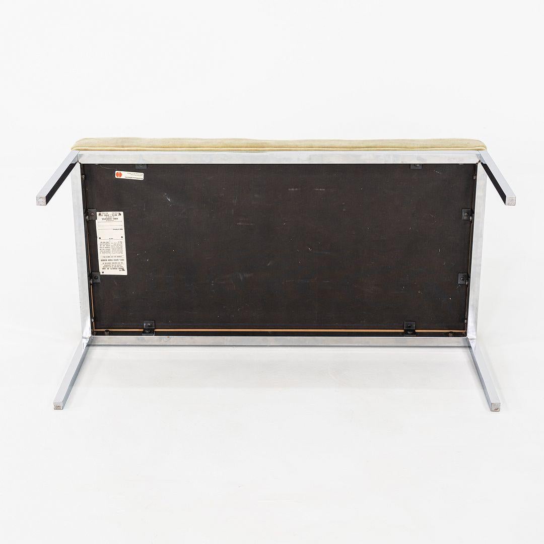 1960s Florence Knoll Chrome and Green Mohair Bench 36x18 2x Available For Sale 1