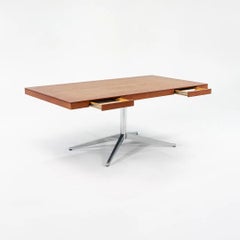 1960s Florence Knoll Executive Desk in Walnut w/ Chromed-Steel X-Base Model 2485