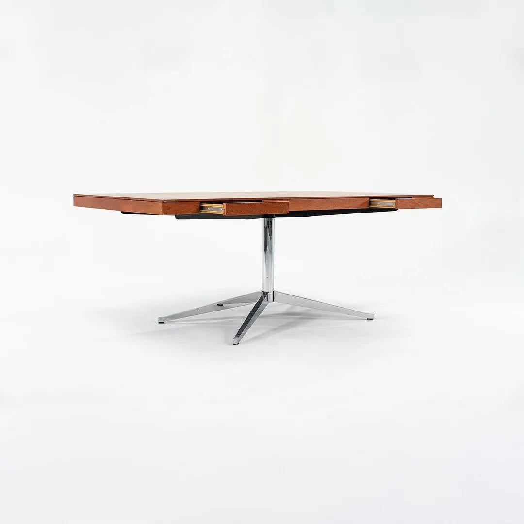 American 1960s Florence Knoll Executive Desk in Walnut w/ Chromed-Steel X-Base Model 2485 For Sale