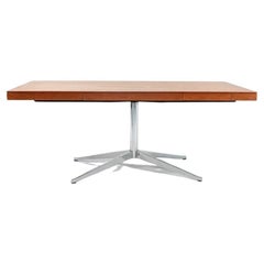 1960s Florence Knoll Executive Desk in Walnut w/ Chromed-Steel X-Base Model 2485