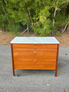 1960s Florence Knoll for Knoll Walnut Four-Drawer Dresser with Marble Top