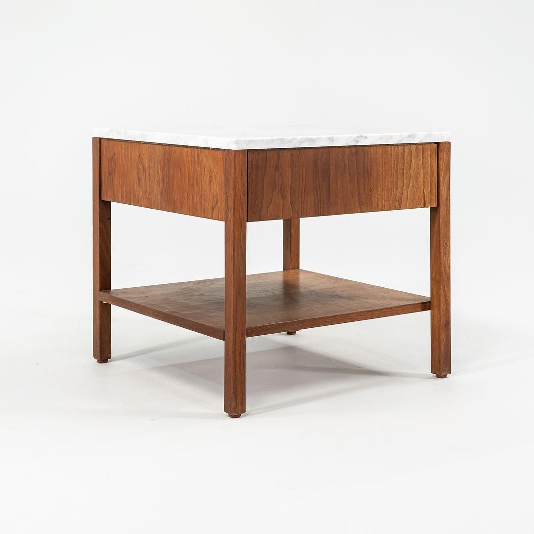 1960s Florence Knoll Nightstand Bedside Table Walnut w/ Marble Top, Model 427IS For Sale 4