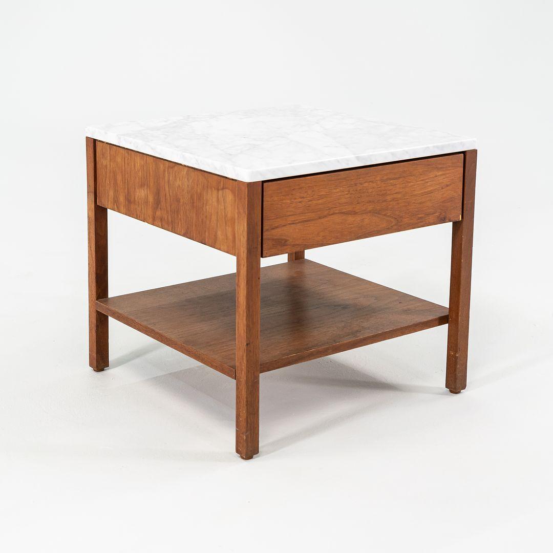 1960s Florence Knoll Nightstand Bedside Table Walnut w/ Marble Top, Model 427IS For Sale 6