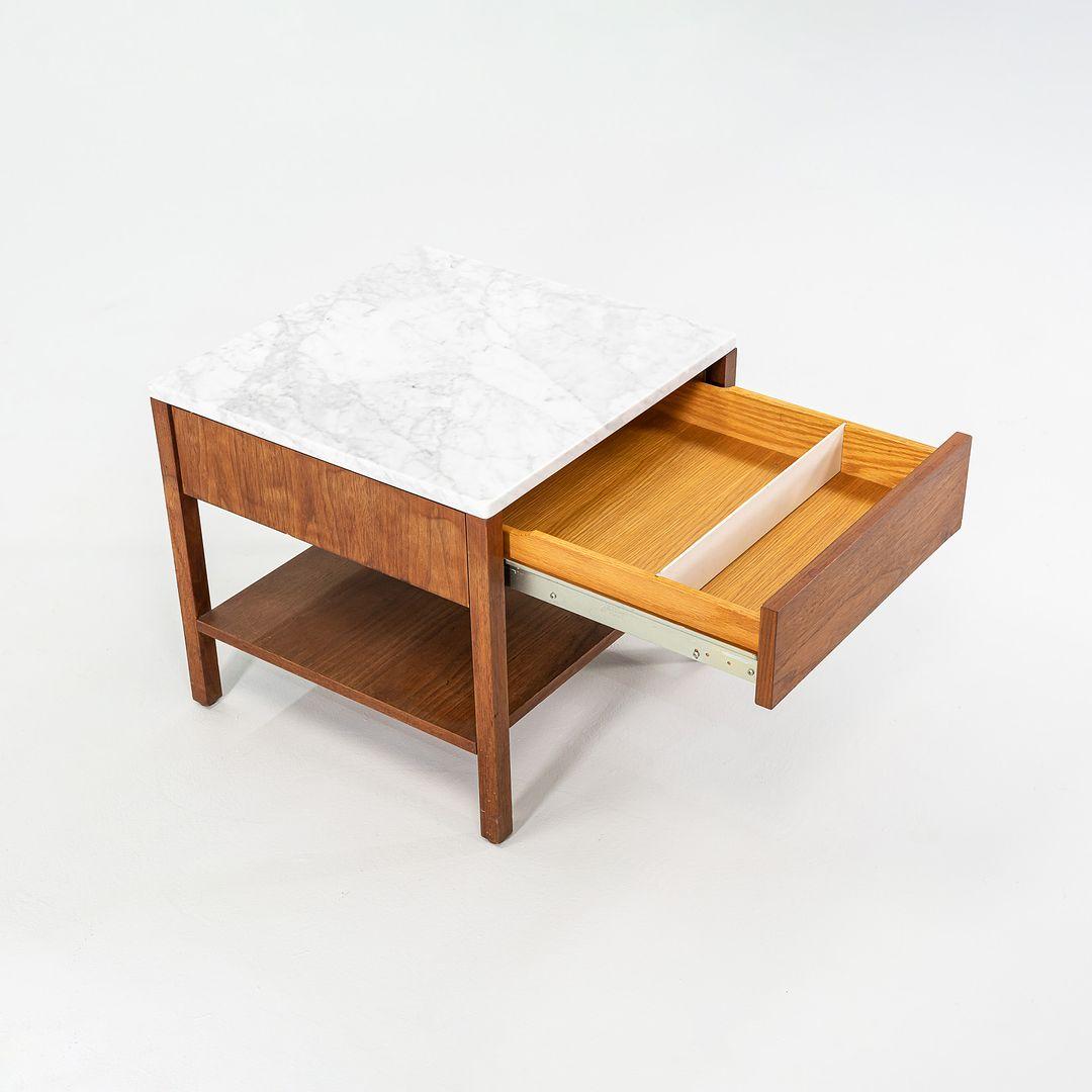 Modern 1960s Florence Knoll Nightstand Bedside Table Walnut w/ Marble Top, Model 427IS For Sale