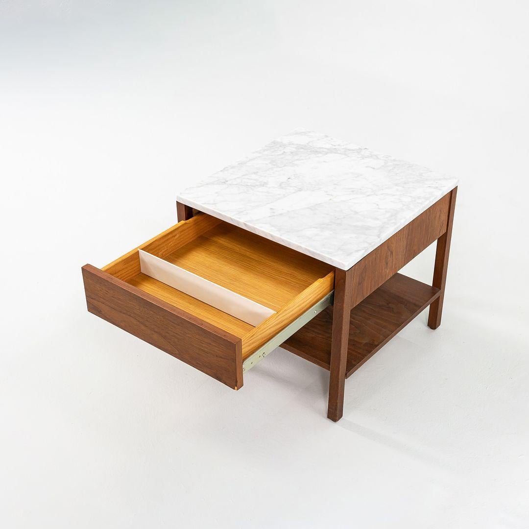 American 1960s Florence Knoll Nightstand Bedside Table Walnut w/ Marble Top, Model 427IS For Sale