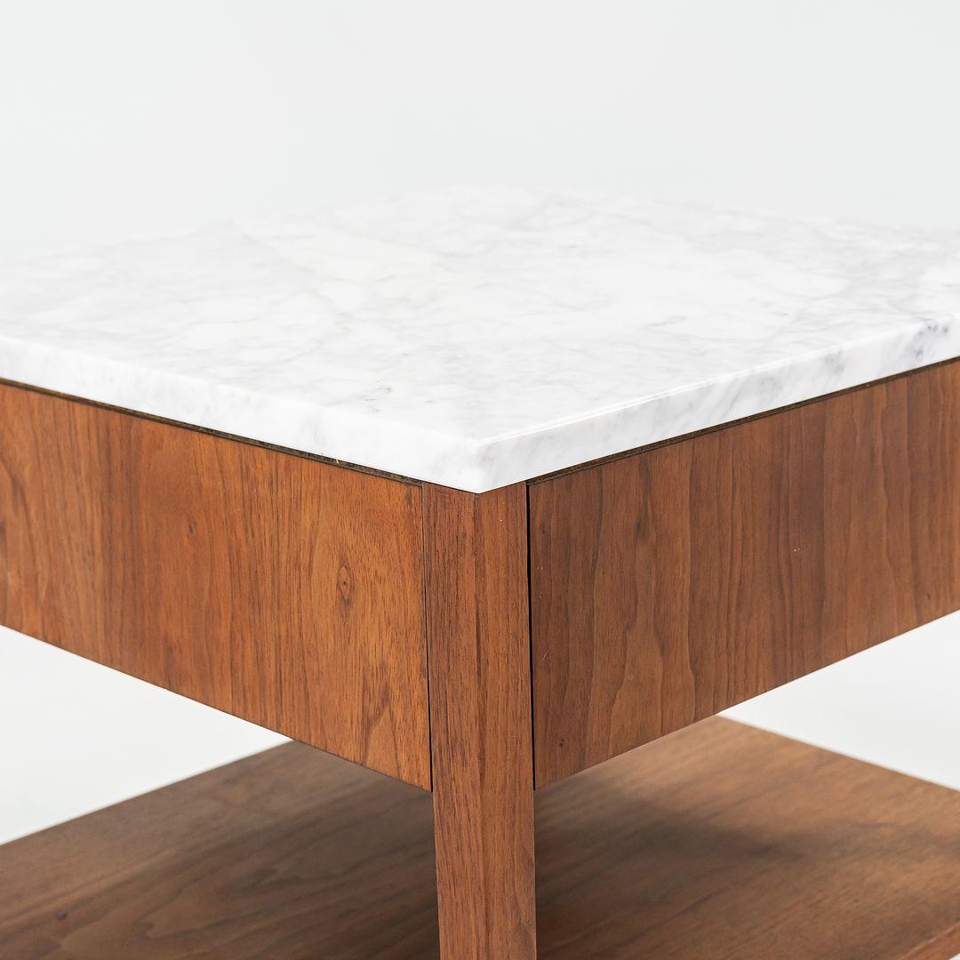 Mid-20th Century 1960s Florence Knoll Nightstand Bedside Table Walnut w/ Marble Top, Model 427IS For Sale