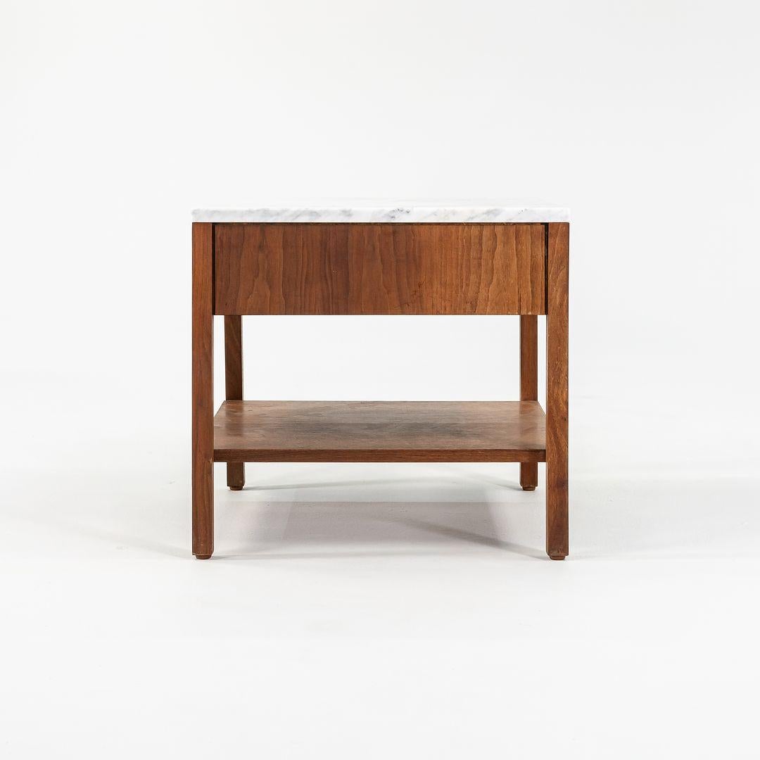 1960s Florence Knoll Nightstand Bedside Table Walnut w/ Marble Top, Model 427IS For Sale 2