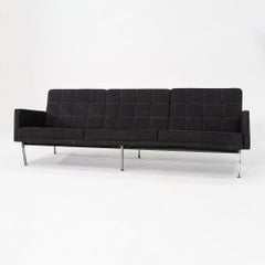 1960s Florence Knoll Parallel Bar Three Seat Sofa in Black Fabric