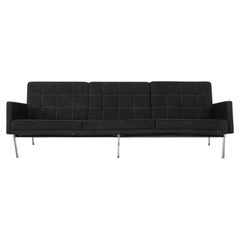 1960s Florence Knoll Parallel Bar Three Seat Sofa in Black Fabric