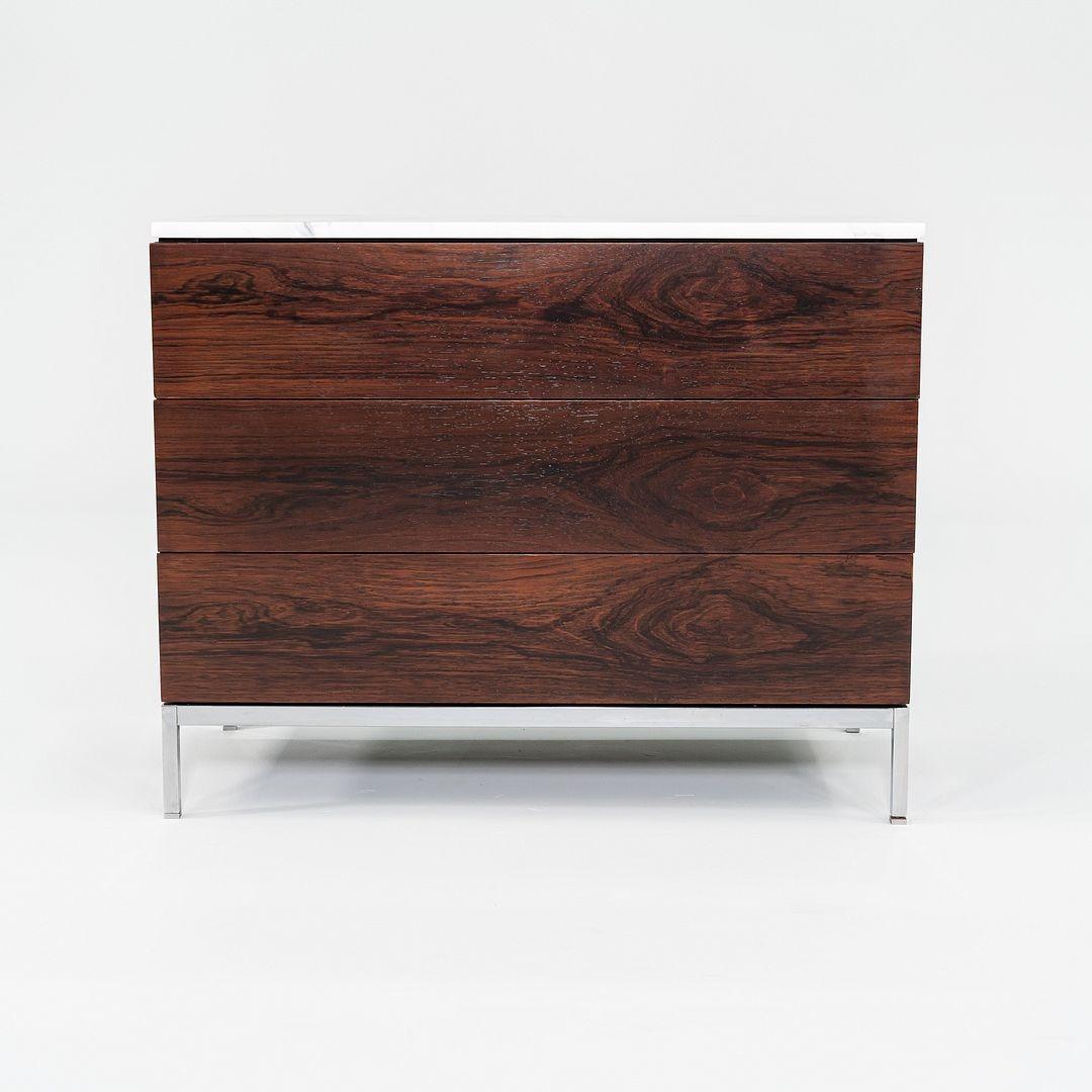1960s Florence Knoll Rosewood 3-Drawer Dresser Cabinet with Marble Top For Sale 5