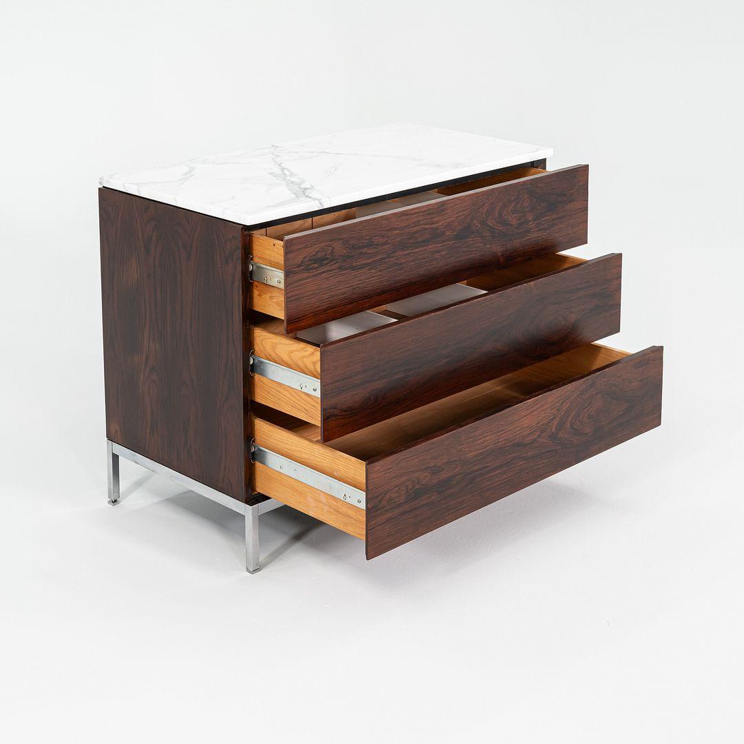 American 1960s Florence Knoll Rosewood 3-Drawer Dresser Cabinet with Marble Top For Sale