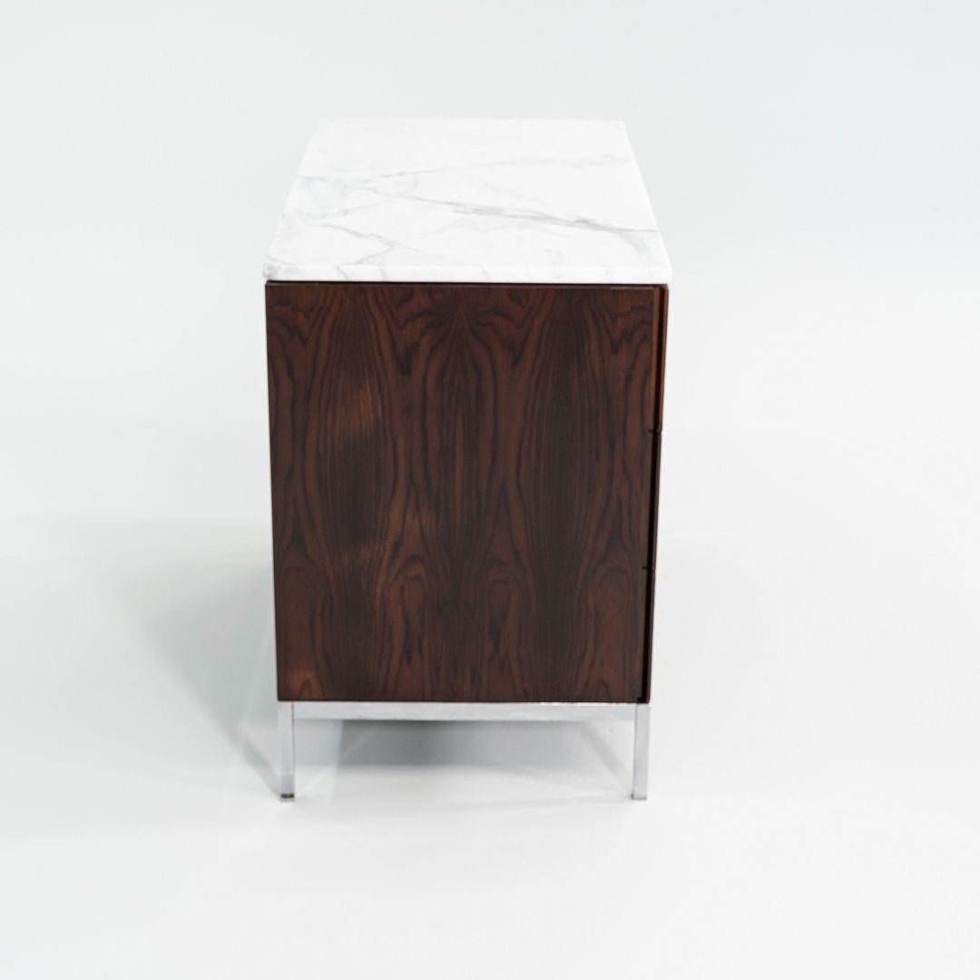 Steel 1960s Florence Knoll Rosewood 3-Drawer Dresser Cabinet with Marble Top For Sale