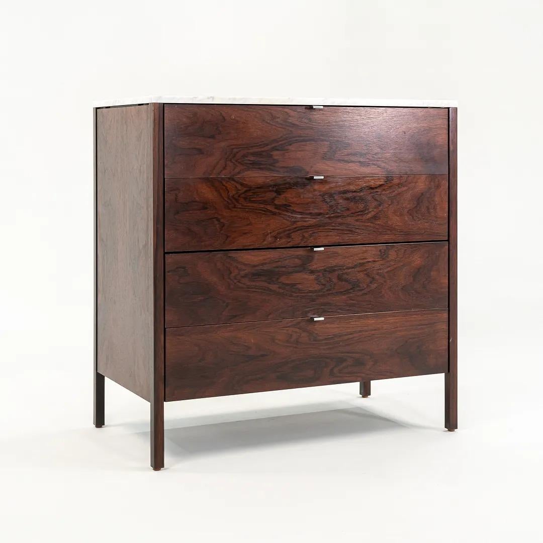 Mid-20th Century 1960s Florence Knoll Rosewood Four Drawer Dresser with Marble Top - 3x Available For Sale