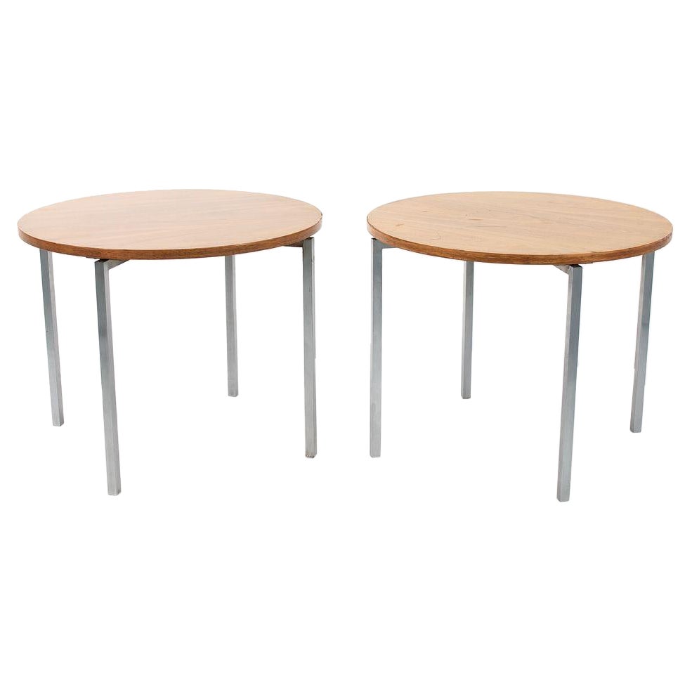 1960s Florence Knoll Round Walnut Side Tables, A Pair Model 2562 T